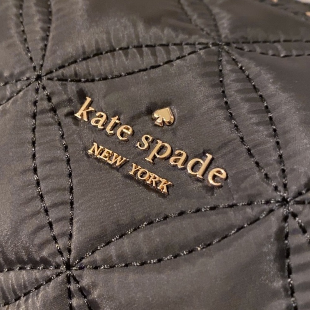 ♠️kate spade Chelsea Quilted Large Nylon Weekender Bag, Black NWT - Picture 5 of 9